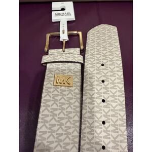 Michael Kors NWT women's stretch belt white signature logo monogram design S/M